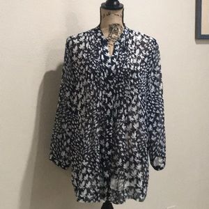 Indigo & White Print Top